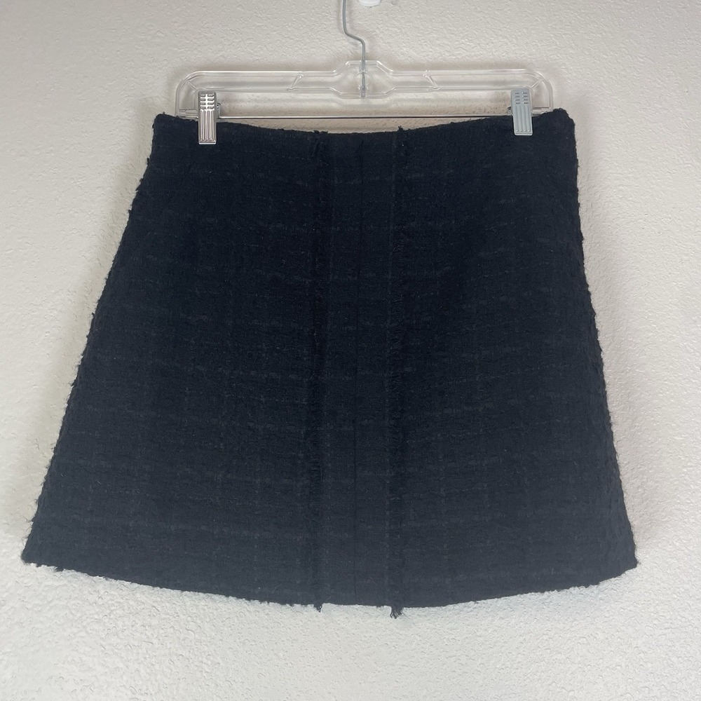 MNG‎ Mango Skirt Medium Mini Boucle tweed Academia Office Siren Classic Black M